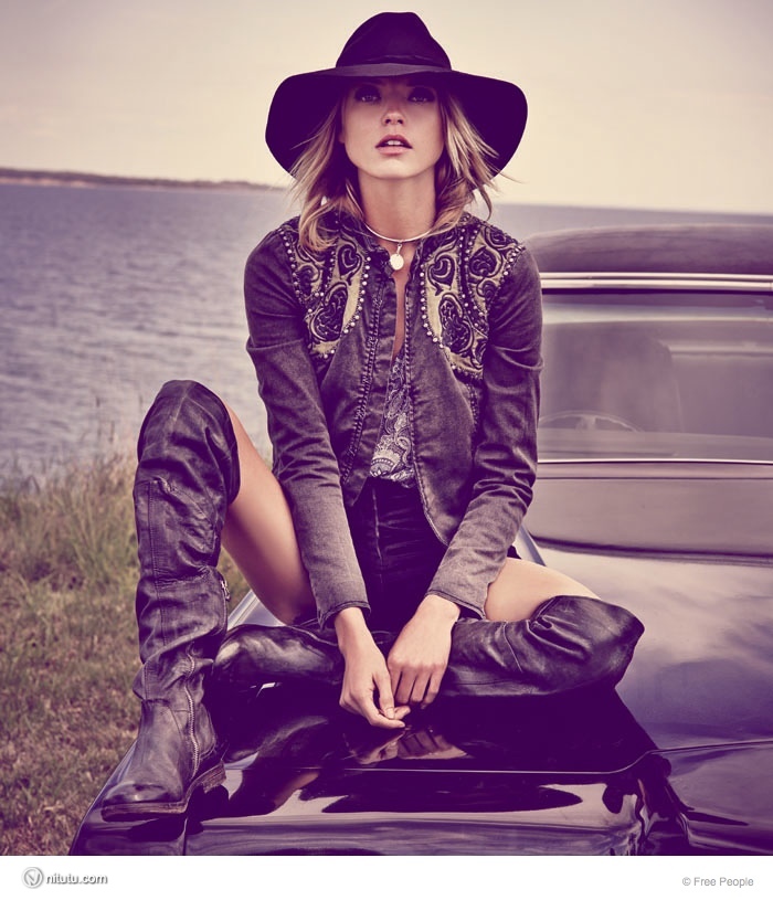 Martha Hunt Wears Easy Rider Fashion for Free People Shoot