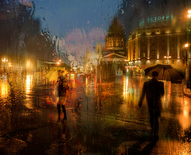 Eduard Gordeev创意摄影：宛若油画的雨中城市