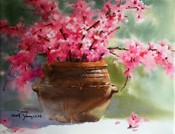 韩国Yang Won Hui水彩花卉