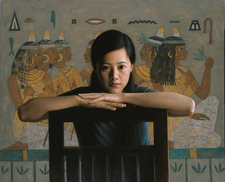 顾致农油画人物作品