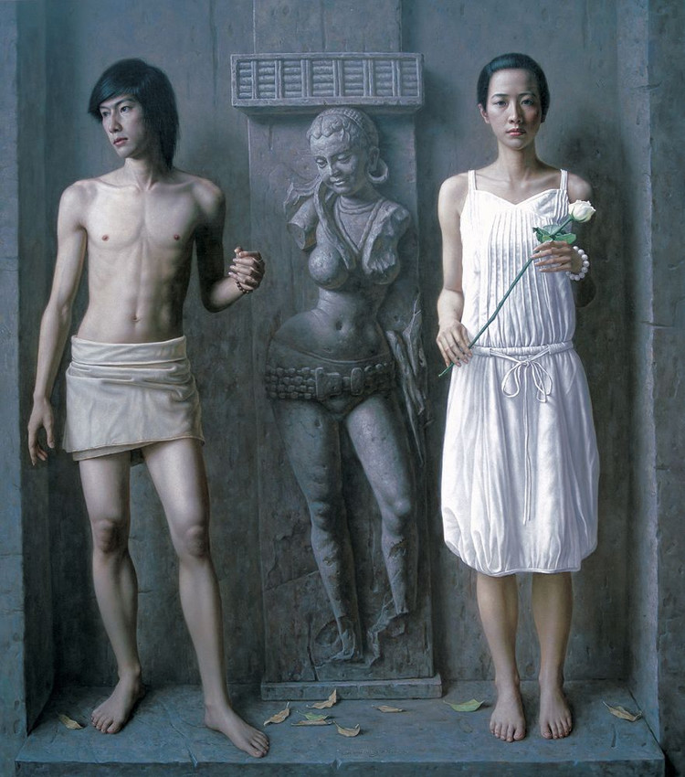 顾致农油画人物作品