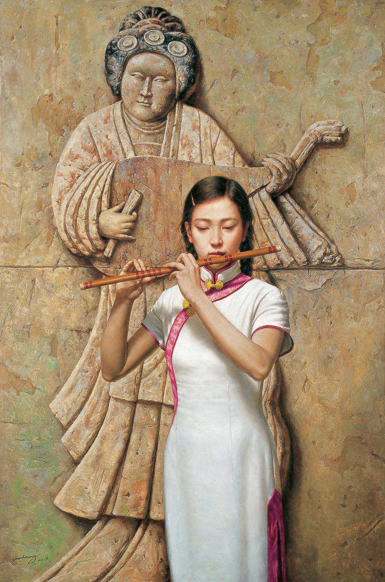 顾致农油画人物作品