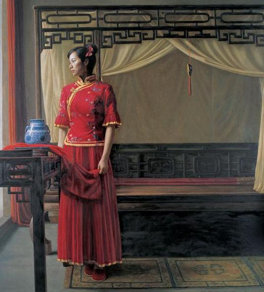 顾致农油画人物作品