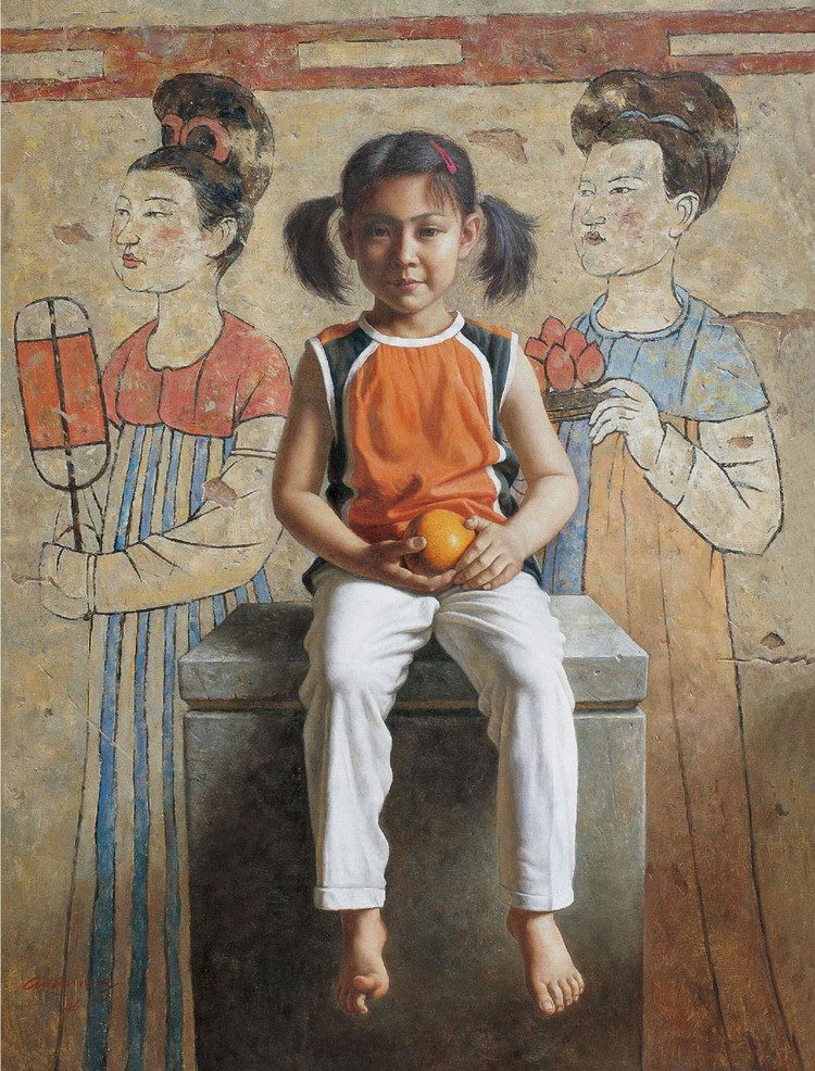 顾致农油画人物作品