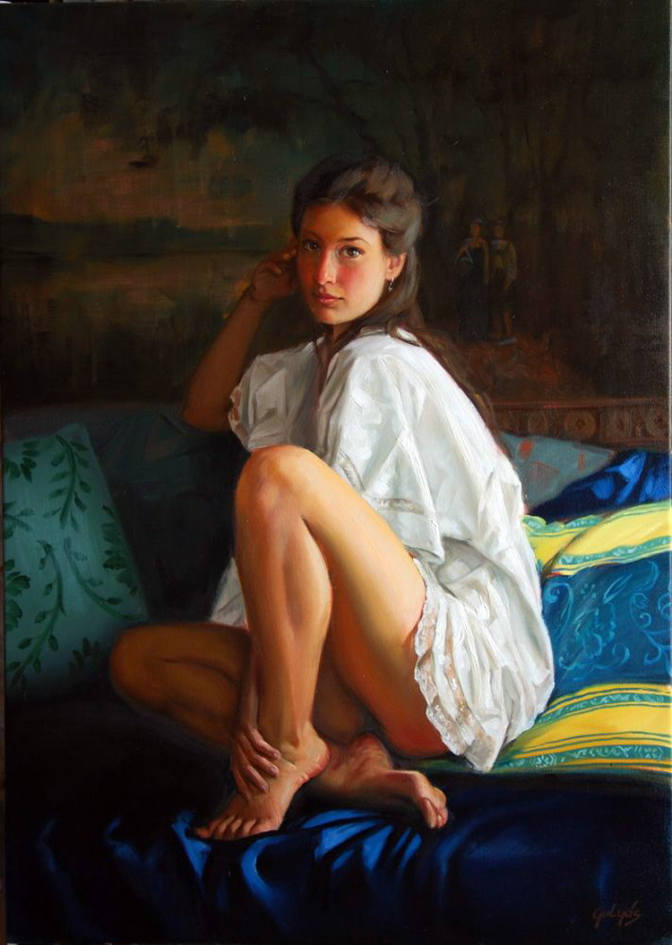匈牙利Laszlo Gulyas人物油画作品欣赏