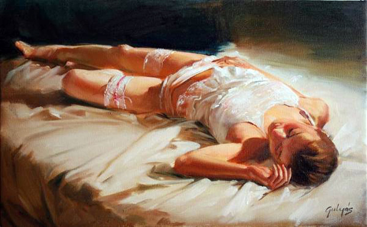 匈牙利Laszlo Gulyas人物油画作品欣赏