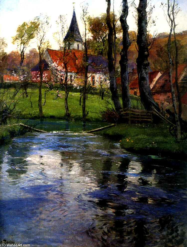 挪威Fredrik（frits johan）Thaulow风景油画作品欣赏