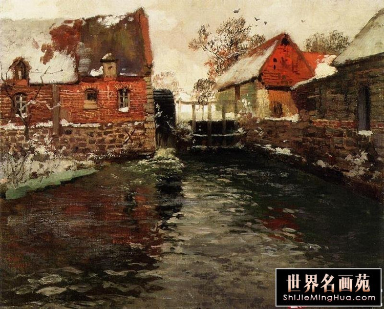 挪威Fredrik（frits johan）Thaulow风景油画作品欣赏