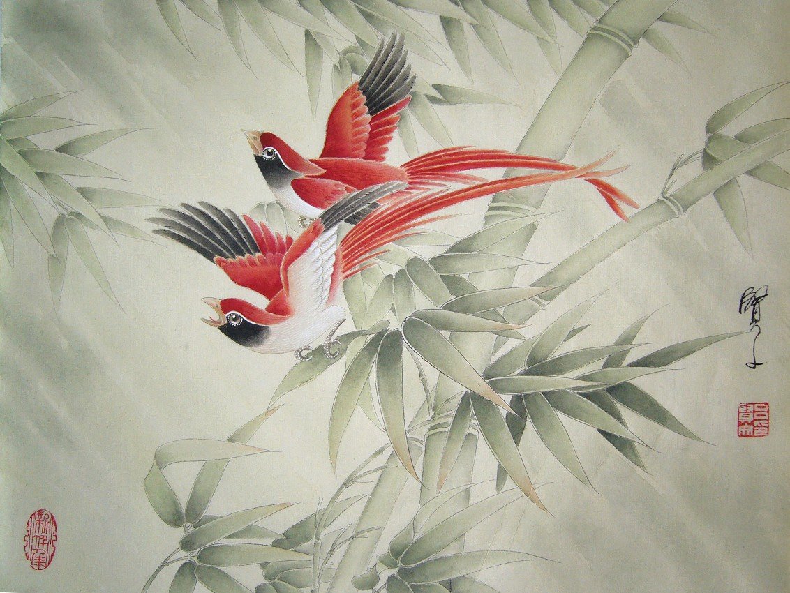 吕贤文工笔花鸟画欣赏