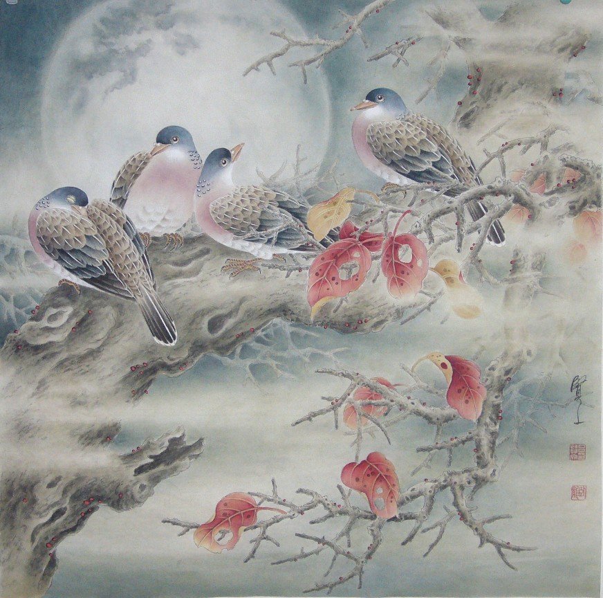 吕贤文工笔花鸟画欣赏