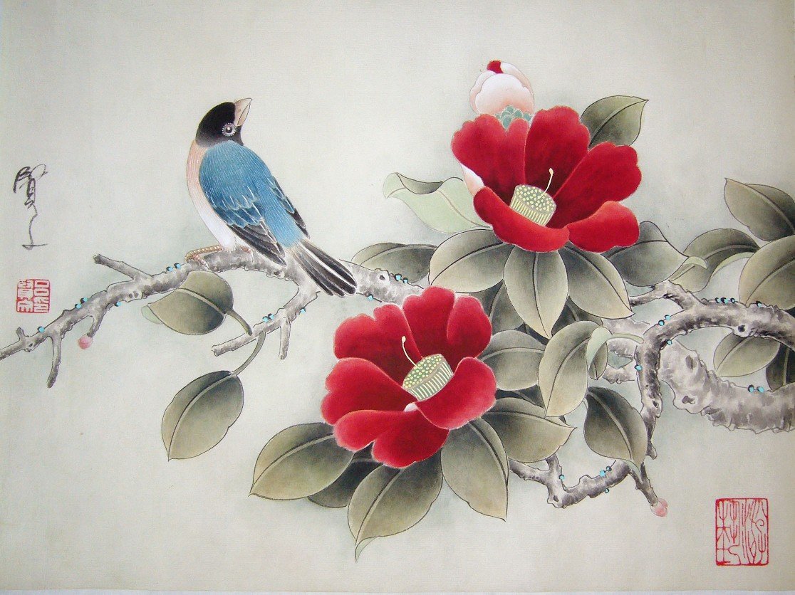 吕贤文工笔花鸟画欣赏