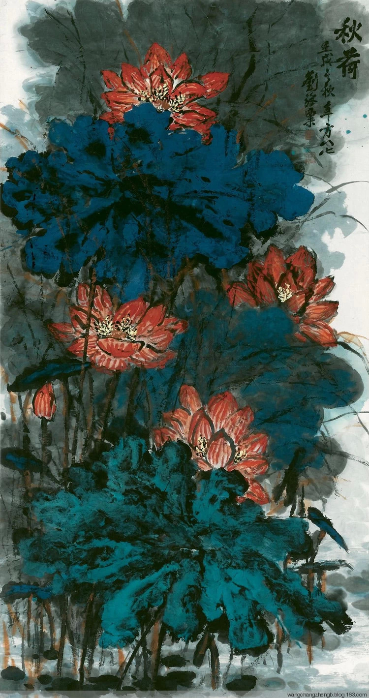 刘海粟国画荷花作品
