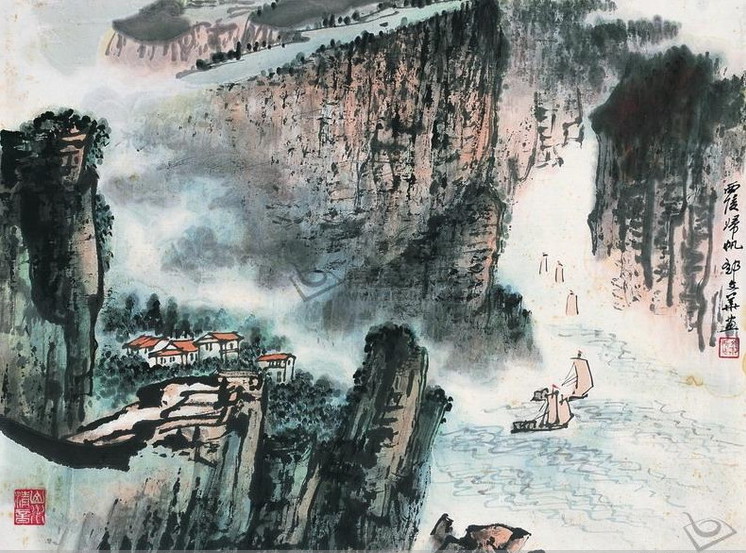 郁文华国画山水作品