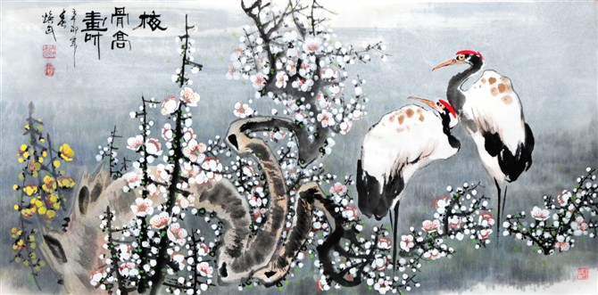 贺焕民国画花鸟作品