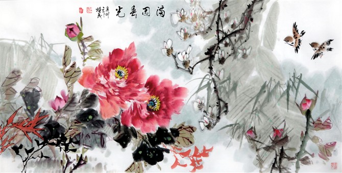 贺焕民国画花鸟作品