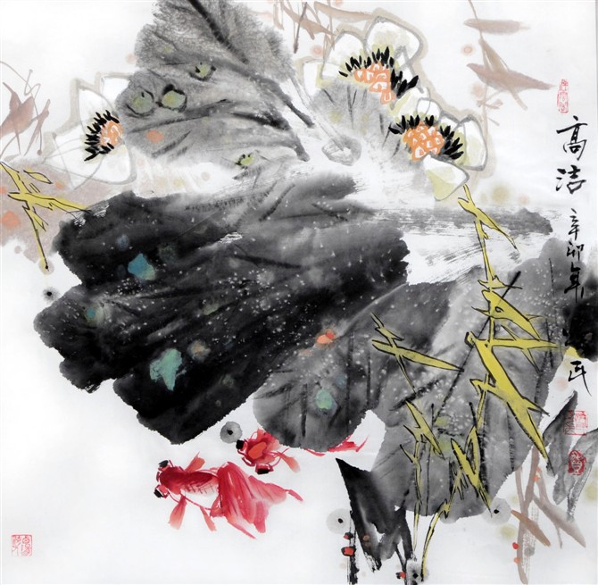 贺焕民国画花鸟作品