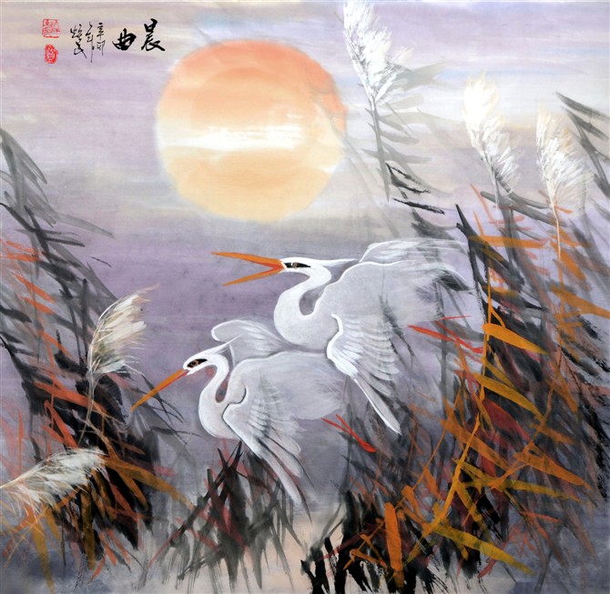 贺焕民国画花鸟作品