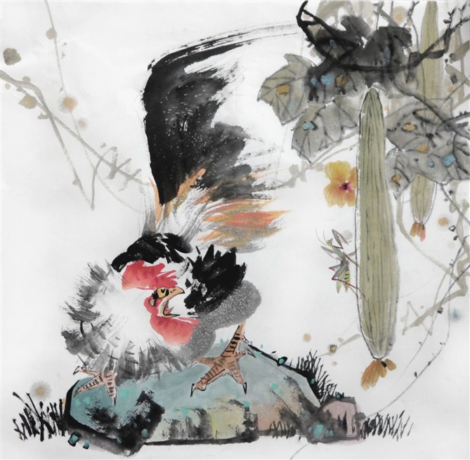 贺焕民国画花鸟作品