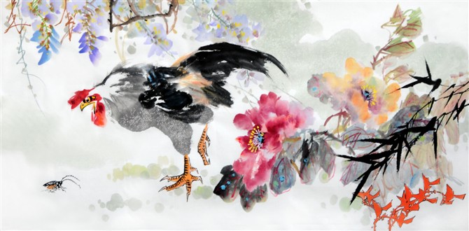 贺焕民国画花鸟作品