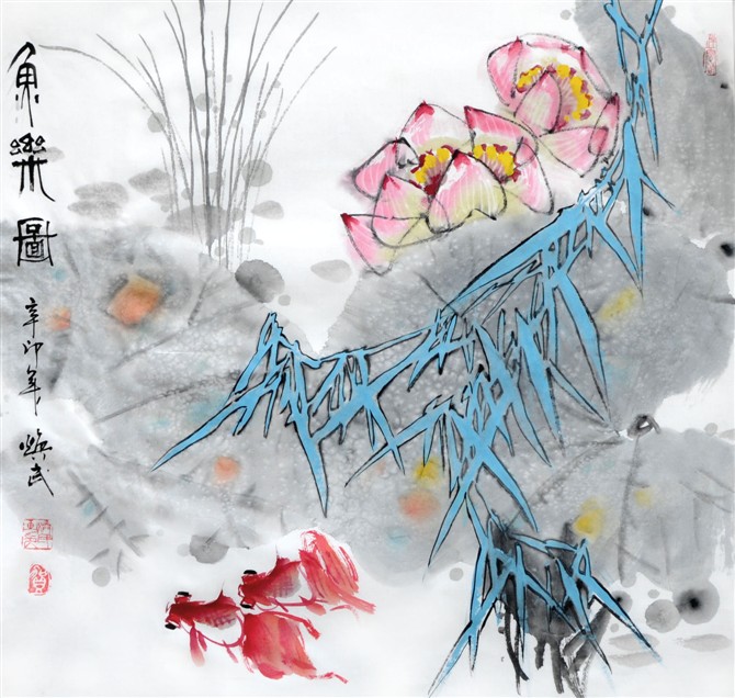 贺焕民国画花鸟作品