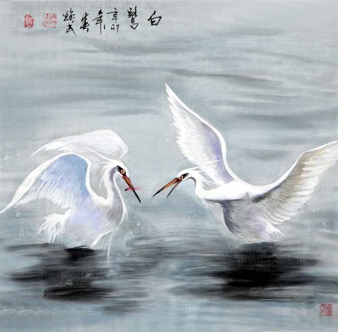 贺焕民国画花鸟作品