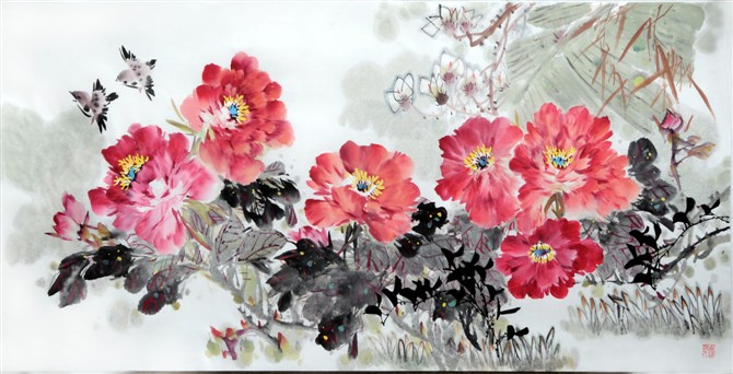 贺焕民国画花鸟作品