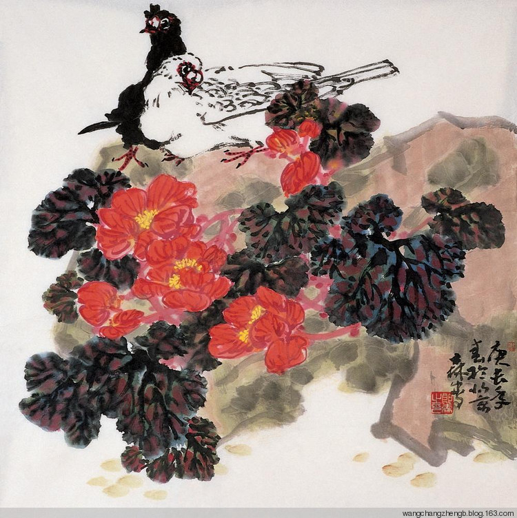 郎森国画花鸟作品