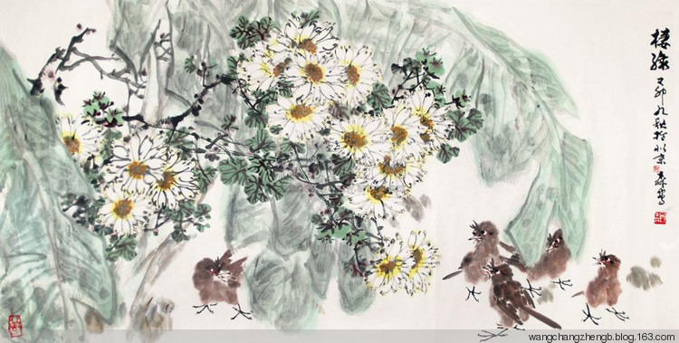 郎森国画花鸟作品