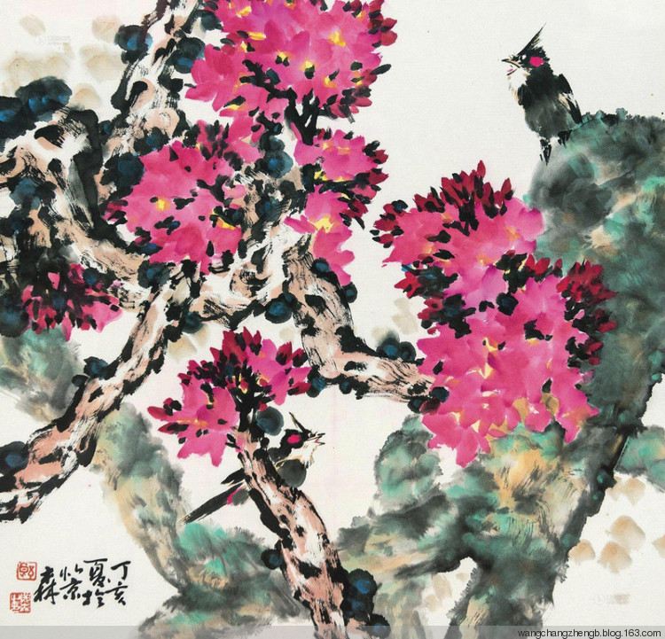 郎森国画花鸟作品