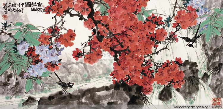 郎森国画花鸟作品