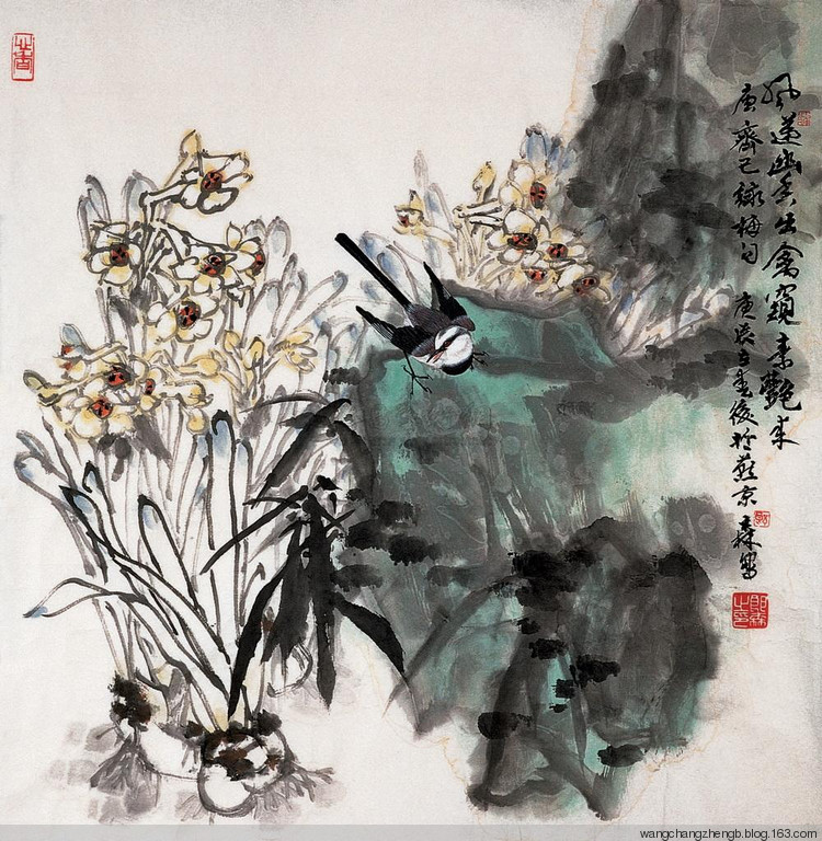 郎森国画花鸟作品