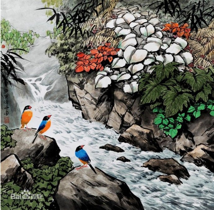 吴国亭国画花鸟作品