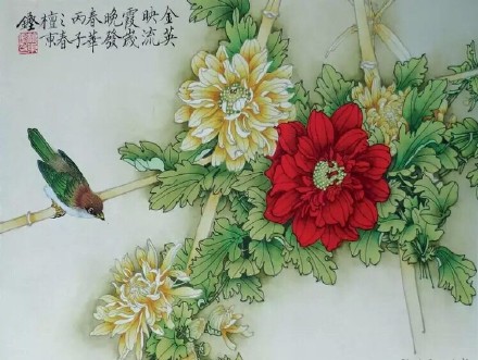 檀东铿国画花鸟作品
