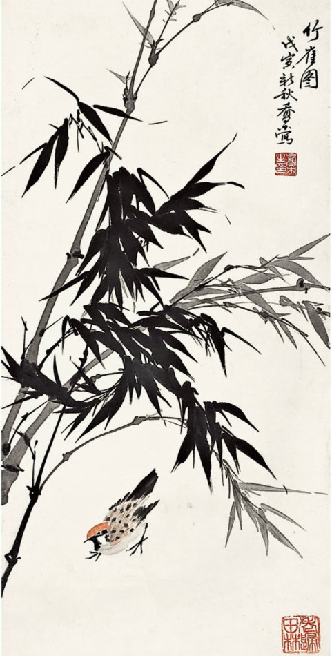 乔木国画花鸟作品