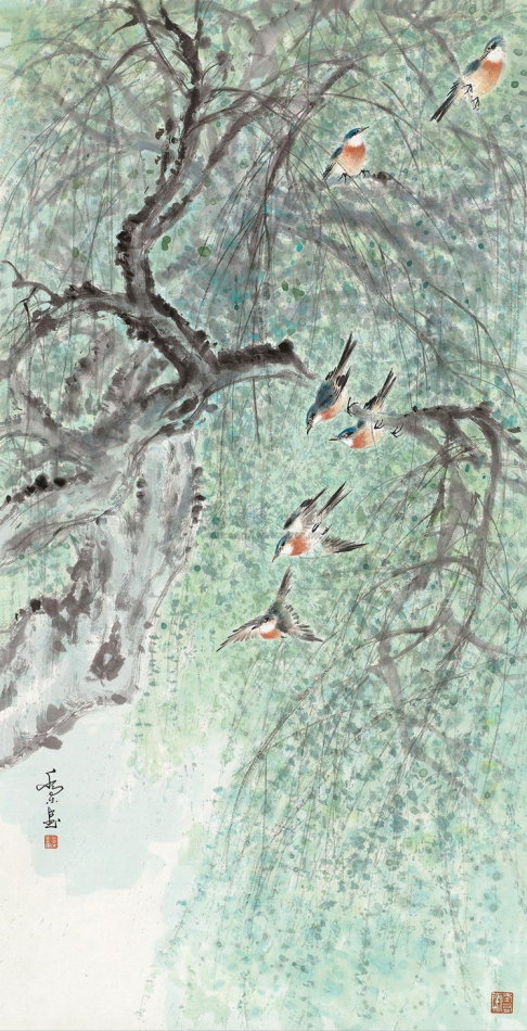 乔木国画花鸟作品