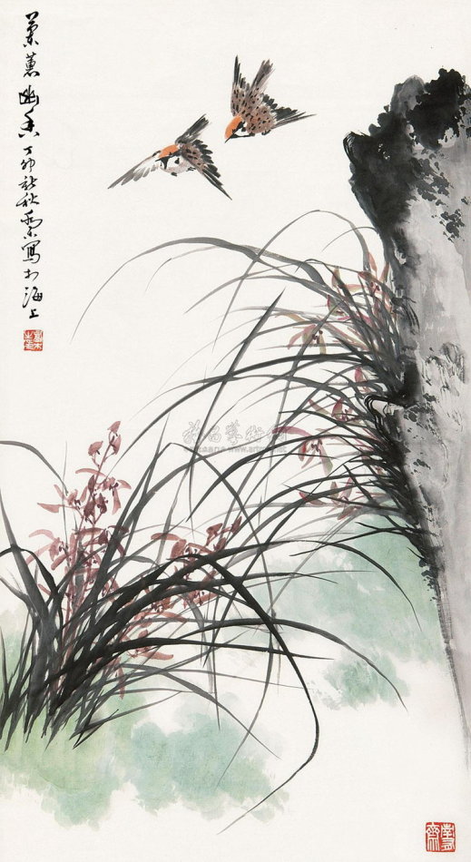 乔木国画花鸟作品