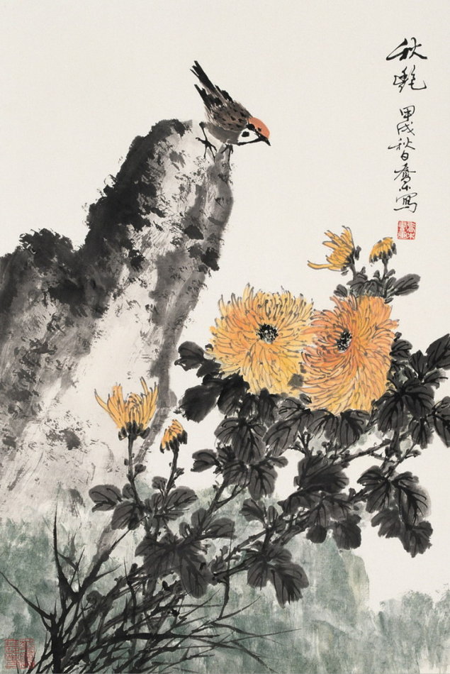 乔木国画花鸟作品