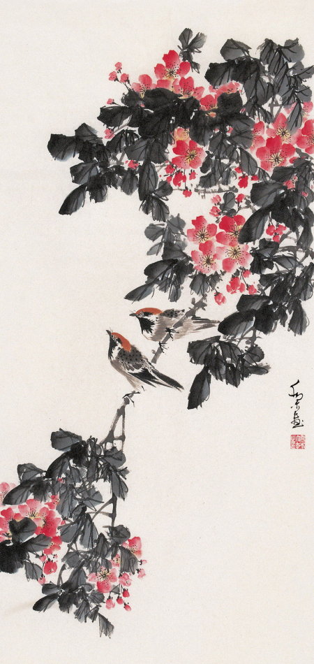 乔木国画花鸟作品