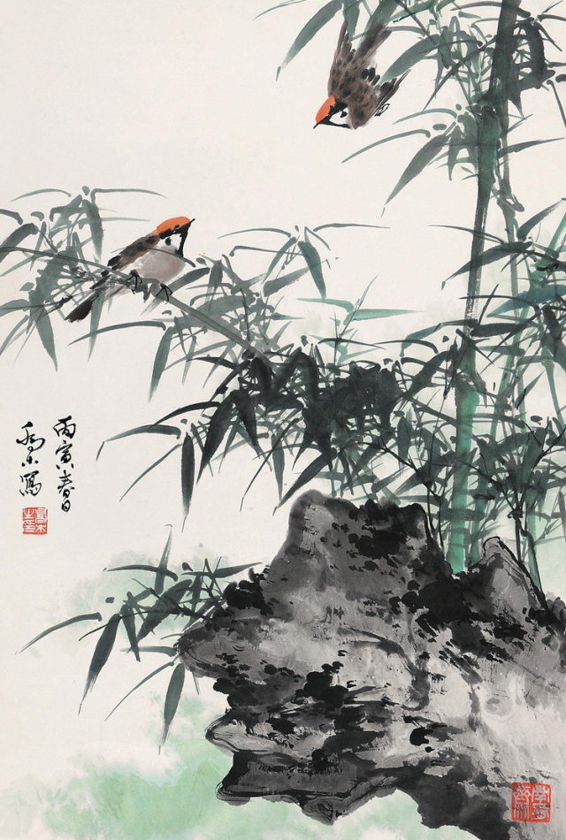乔木国画花鸟作品
