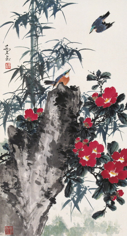 乔木国画花鸟作品