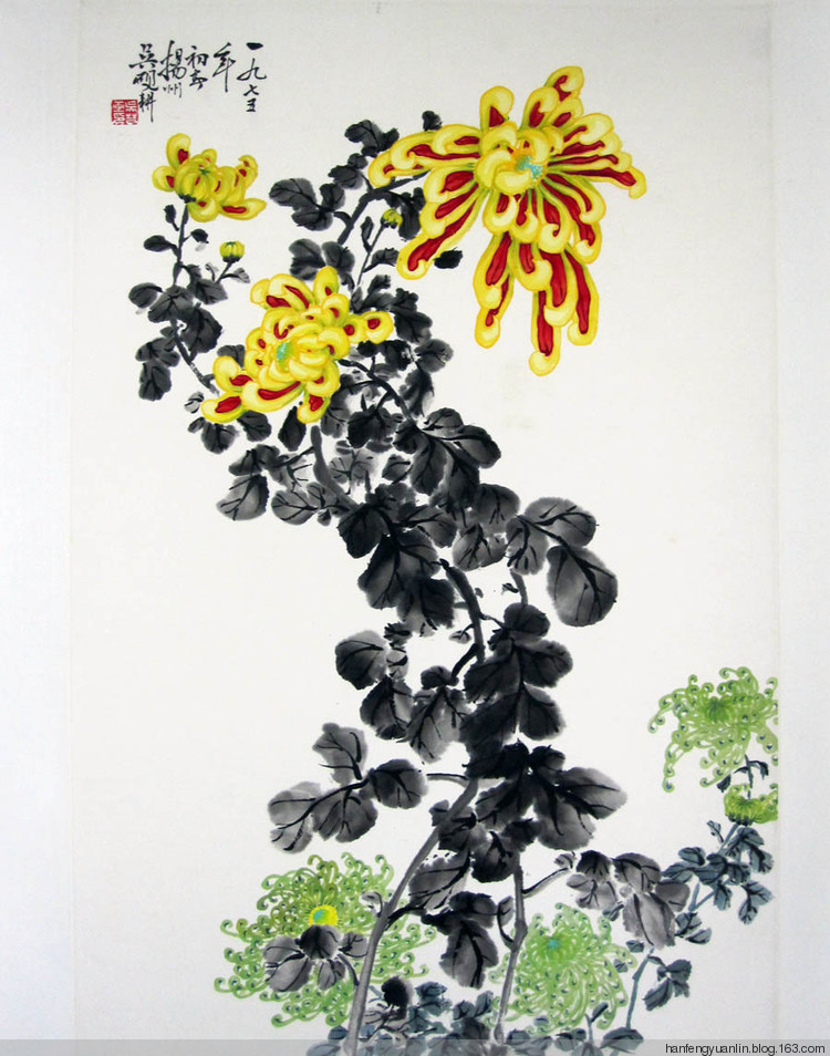 吴砚耕菊花作品