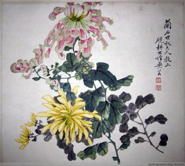 吴砚耕菊花作品