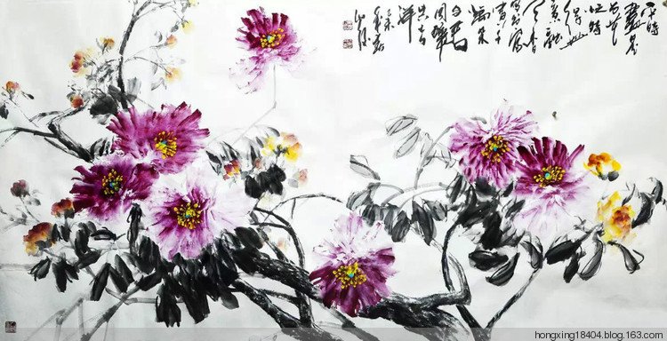 吴俊国画牡丹作品