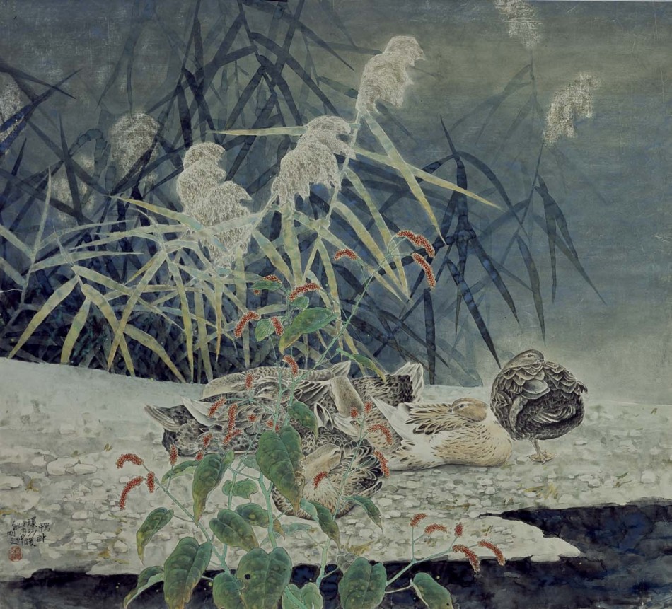 白国文国画花鸟作品