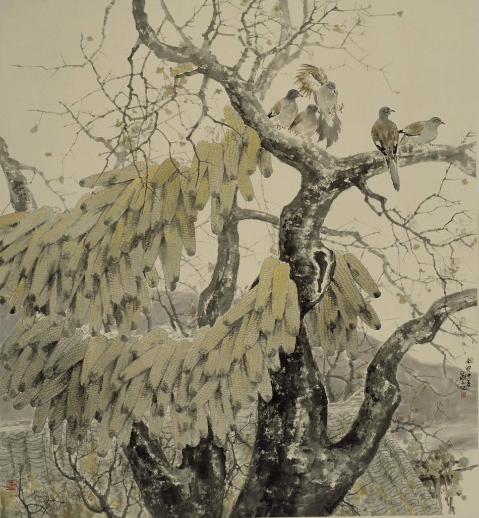 白国文国画花鸟作品