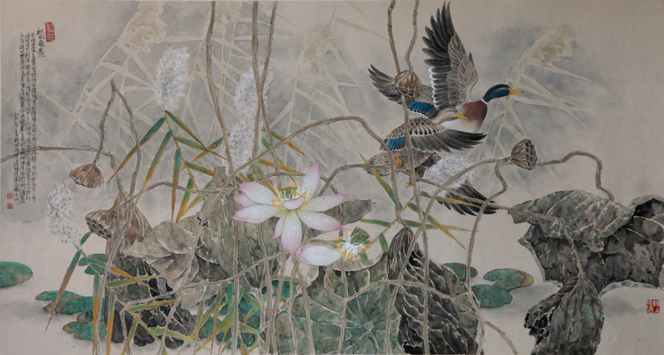 白国文国画花鸟作品