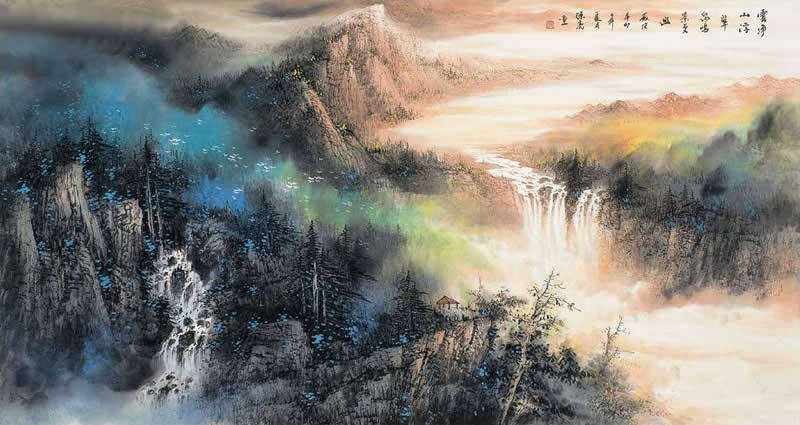 陈亮国画山水作品