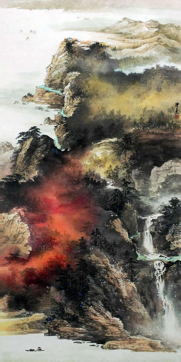 陈亮国画山水作品