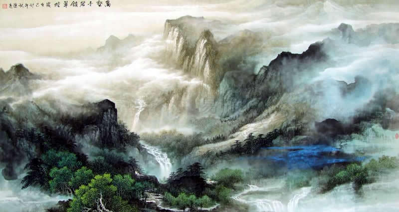 陈亮国画山水作品