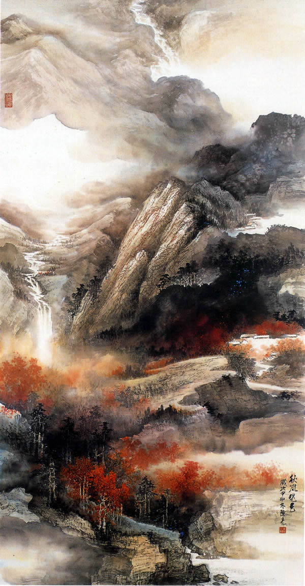 陈亮国画山水作品